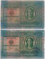 1912. 100K (2x) mindkettő fekete "ROMANIA TIMBRU SPECIAL" felülbélyegzéssel T:III,III- ly