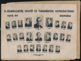 1936 A Joghallgatók Segítő és Tudományos Egyesülete  tablója. + doktorrá avatás.2 fotó  24x16 cm
