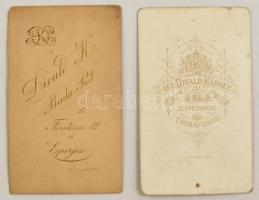 cca 1900 2 db vizitkártya  méretű fénykép Divald Károly és ifj. Divald Károly műtermeiből, 10,5x6,5 ...