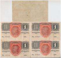 1916. 1K (4x) közte sorszámkövető pár és egy közeli sorszám + 1918. 25K "1114" 3mm-es sors...