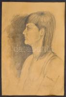 Gyenes jelzéssel: Lány portré. Ceruza, papír, 58×40 cm