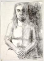 Basch jelzéssel: Lány portré. Szén, papír, 70×50 cm