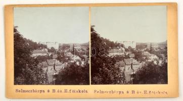 1905 Selmecbánya (Schemnitz, Banská Stiavnica) bányászati és erdészeti főiskola, sztereófotó, 10x18 cm