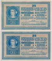 1918. 25K (2x) 3034 és 3008 mindkettő sima hátlappal T:III