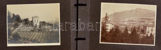 1917 Trient (Trento) korabeli fényképalbum 55 db fotóval, rajta épületek, szobrok, tájképek, életkép...