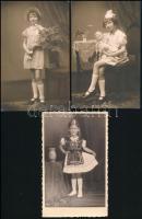 cca 1910-1940 Kislányok, 5 db fotólap, 14×9 cm