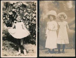 cca 1910-1940 Kislányok, 5 db fotólap, 14×9 cm