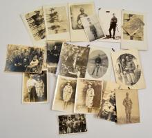cca 1914-1940 Vegyes katonai fotó tétel, összesen 19 db, közte 3 db cserkész fotó, 4,5x7 és 9x14 cm közötti méretben