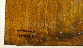 Tornyai jelzéssel: Szántóföldek. Olaj, karton, piszkos, 28×35 cm