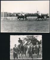 cca 1960 Lóversenyeken készült fotók, 3 db, egyiken Esch Sándor lovával, Hadnaggyal, 8,5×11,5 és 13×18 cm