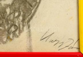 Kass jelzéssel: Férfi portré. Szén, papír, üvegezett keretben, 28×20 cm