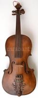 XIX. sz vége: Díszesen faragott hegedű javítandó húrozással 60 cm