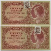 1945. 10.000P (6x) 2+3 sorszámkövető és egy egyugrásos sorszámkövető, mind "MNB" bélyeggel...