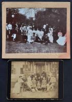 cca 1890-1900 Zalacsány, Batthyány uradalom kerti partijának vendégei, 2 db fotó kartonon, az egyik foltos, a másik kartonján kopásnyomokkal, 11x16 cm és 19,5x16 cm