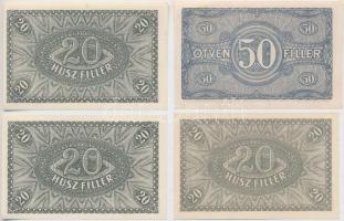 1920. 20f (3x) "19", "22" és "40"-es sorozat + 50f "14"-es s...