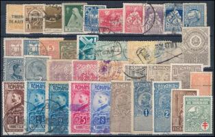 Románia és Jugoszlávia kis okmánybélyeg tétel stecklapon