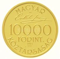 1993. 10.000Ft Au "Erkel Ferenc" dísztokban tanúsítvánnyal (7,01g/0.986) T:PP kis ujjlenyo...