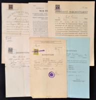 1911-1935 Orvosi bizonyítványok, okmánybélyegekkel, 6 db