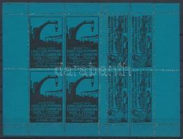 1911 Nemzetközi vas és gépipari kiállítás 2 db 8-as kisív, kék és zöld  (zöld alsó ívszéle hiányzik)