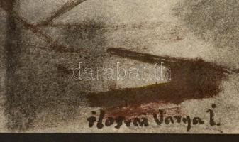 Illosvai jelzéssel: Utca részlet. Szén, papír, 37×48 cm