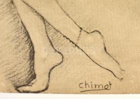 cca 1920-1930 Édouard Chimot erotikus art deco nyomat, szélén kis szakadás, 24,5x18,5 cm