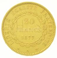 Franciaország 1877A 20Fr Au (6,44g/0.900) T:2,2- k.  
France 1877A 20 Francs Au (6,44g/0.900) C:XF,...