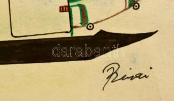 Olvashatatlan jelzéssel: Ikarus. Akvarell-tus, papír, 25×37 cm