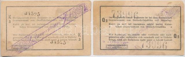Német Kelet-Afrika 1915. 1R (2x) eltérő méretű sorszámok, egyik vízjeles papíron T:III 
German East...
