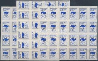 Gyermekposta 3 db 24-es levélzáró kisív, kék