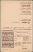 1936 Dreher kőbányai serfőzde és csokoládégyár csokoládé árlap