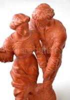 Tóth Valéria (1943- ): Jegyespár, terrakotta, jelzett, apró kopásokkal, m: 46 cm