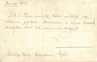 1917 Braila, az SMS "Temes" monitor tábori műhelye az Al-Duna partján, baloldalon a vizes ...