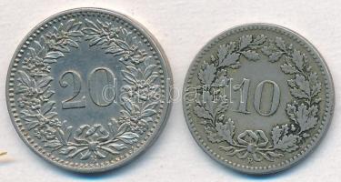 Svájc 1899B 10r Cu-Ni + 1908B 20r Cu-Ni T:2-,1-
Switzerland 1899B 10 Rappen Cu-Ni + 1908B 20 Rappen...