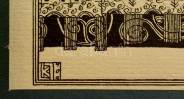 Kozma Lajos (1884-1948): Álom. Cinkográfia, papír, jelzett a cinkográfián, paszpartuban, 21x17 cm