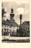 Sopron, I. Ferenc József tér, Szentháromság szobor. Zsabokorszky mérnök felvétele