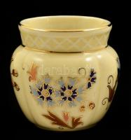 Zsolnay porcelán búzavirág mintás vázácska. Kézzel festett, jelzett, hibátlan. 9 cm