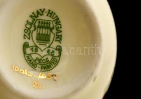 Zsolnay porcelán búzavirág mintás vázácska. Kézzel festett, jelzett, hibátlan. 11 cm