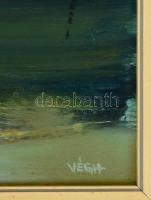 Végh András (1940-): Holt Duna. Olaj, farost, jelzett, keretben, 60×80 cm