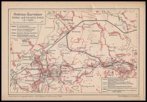 1918 Osztrák-Magyar Monarchia és a Balkán vasúti térképe. Az állomásnevek jegyzékével.  Artaria Eise...
