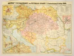 1918 Osztrák-Magyar Monarchia és a Balkán vasúti térképe. Az állomásnevek jegyzékével.  Artaria Eise...
