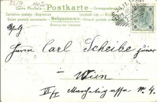 1902 Two cats and two dogs. 3583. Art Nouveau, Emb. litho