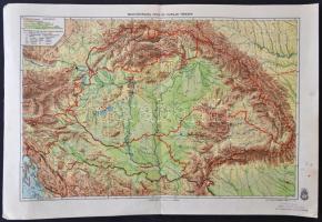 1939 Magyarország hegy- és vízrajzi térképe, kiadja: M. kir. Honvéd Térképészeti Intézet, 29,5×43 cm