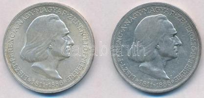 1936. 2P Ag Liszt Ferenc (2x) T:2 patina  Adamo P7.3