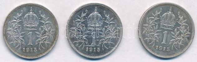 Ausztria 1915. 1K Ag "Ferenc József" (3x) T:1-,2 kis patina 
Austria 1915. 1 Corona &quot...