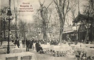 Budapest XIV. Városliget, Wampetics F. vendéglő kerthelyisége, étterem, pincérek