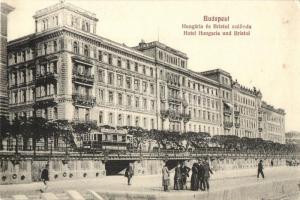 Budapest V. Hungária és Bristol szálloda, villamos Paptamási reklámmal