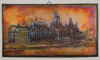 Parlamentet ábrázoló fém dombormű, falidísz. 34x20 cm