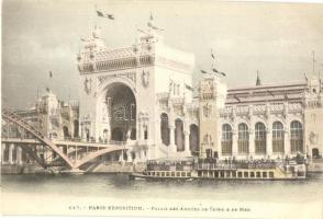 1900 Paris, Exposition Universelle, Palais des Armées de Terre & de Mer / Paris Internationial Exposition, Army and Navy pavilions, steamship