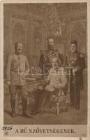 A hű szövetségesek / WWI Leaders of the Central Powers: Wilhelm II, Franz Joseph, Mehmed V, Ferdinand I of Bulgaria, Viribus Unitis, military propaganda