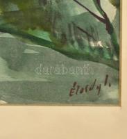 Élesdy István (1912-1987): Út. Akvarell, papír, jelzett, 30x42 cm. Paszpartuban